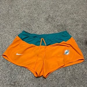 Miami Dolphins booty shorts that are 100% polyester
